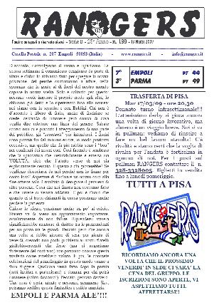 Leggi On Line la fanzine Rangers contro il Parma